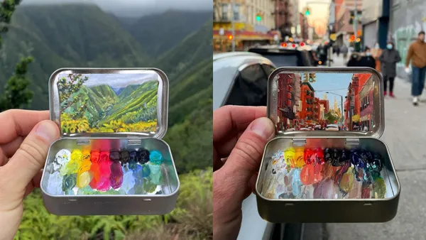糖果盒裡沒有糖果，但是有油畫！美國藝術家用「薄荷糖果盒」畫風景，每次打開都是一趟旅行