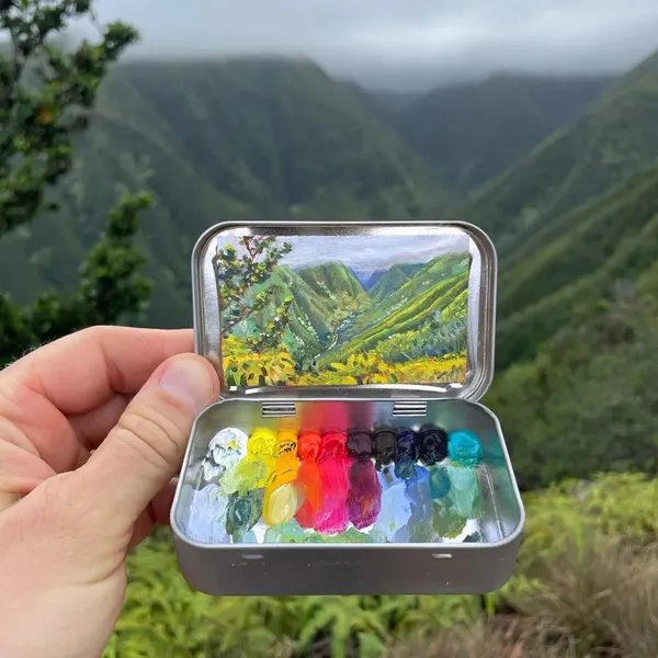 薄荷糖果盒油畫
