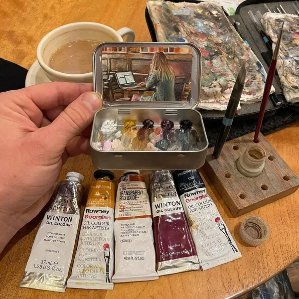 薄荷糖果盒油畫
