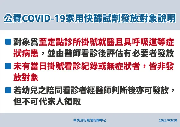 9-0330 公費COVID-19家用快篩試劑發放對象說明