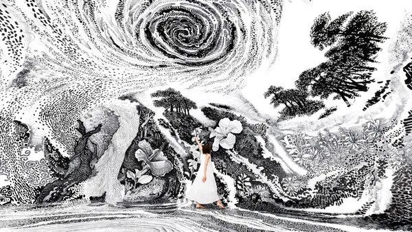 一起去屏東看海美術館做「眠夢」！日裔藝術家 Oscar Oiwa 打造 360 度沉浸式黑白畫展，全靠手繪而成