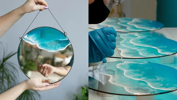 手作自然系掛鏡！烏克蘭藝術家將海浪、蕨類和花朵定格鏡面，細緻工法還原自然美景