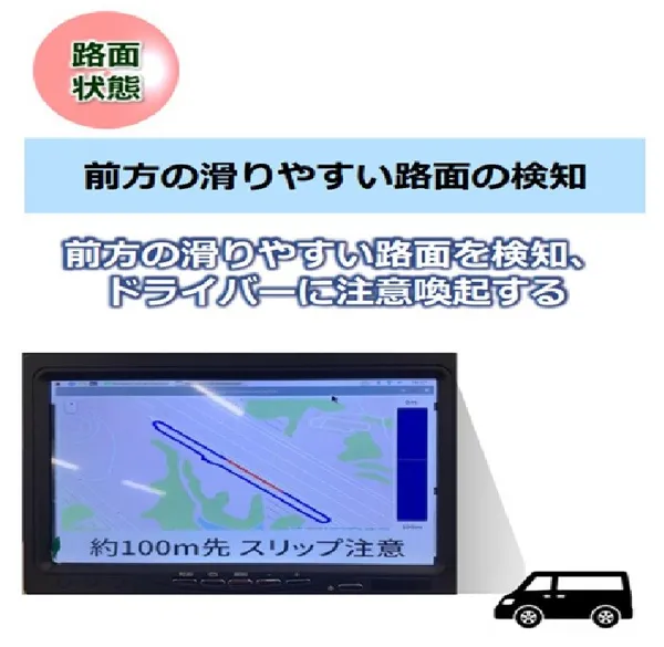 警示駕駛前方100公尺處路滑