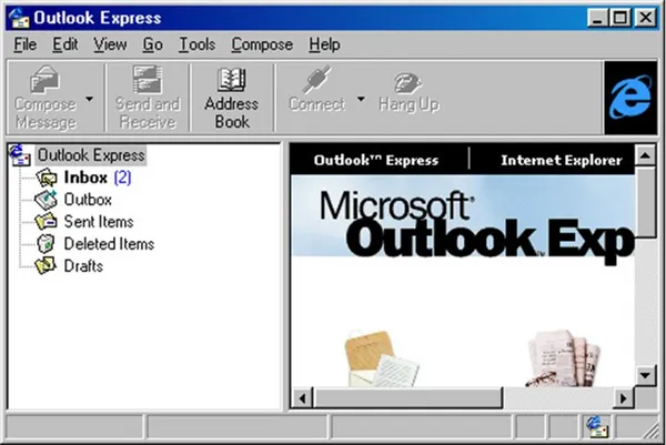 Windows98裡面的Outlook.圖片來自：GuidebookGallery.png