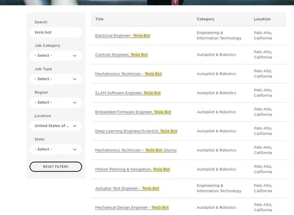 tesla bot job