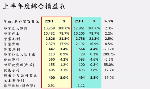合勤控上半年損益表