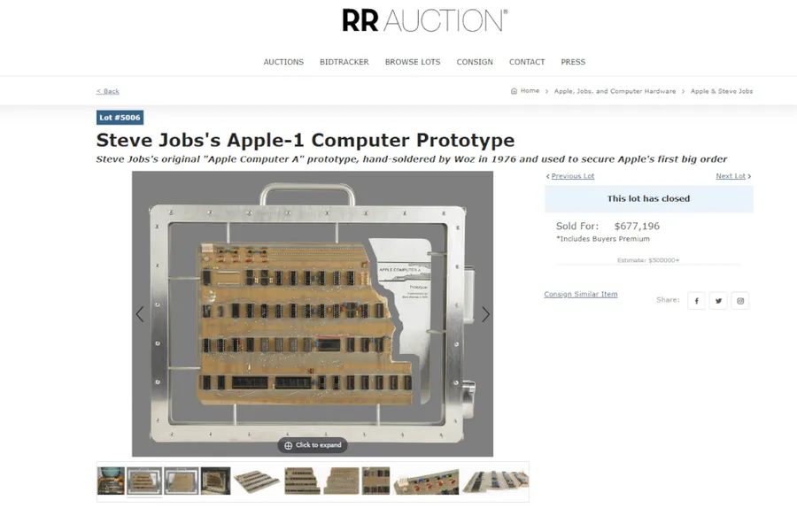 蘋果電腦起點！賈伯斯初代Apple-1原型機賣出，價格破2千萬