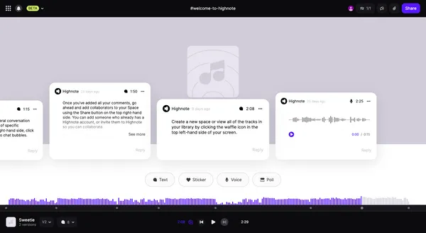 打造「音樂版Slack」，Highnote讓創作者直接在音檔上寫筆記、錄語音、開投票 