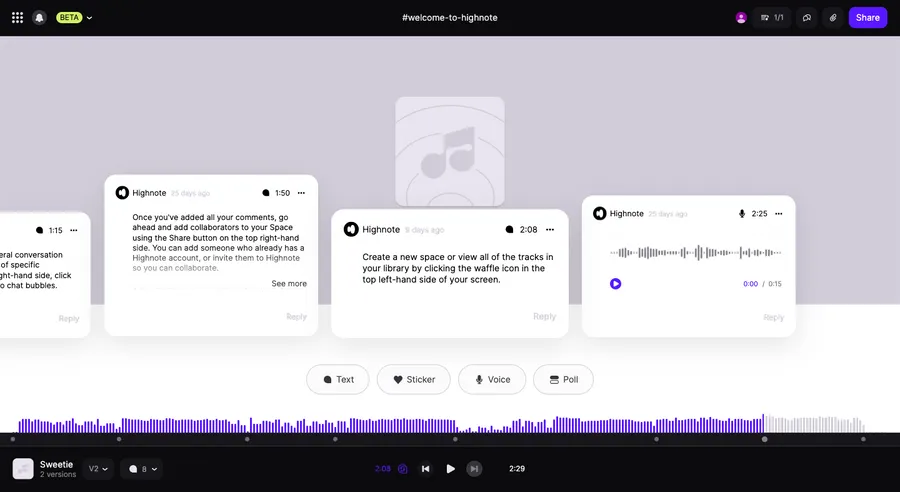 打造「音樂版Slack」，Highnote讓創作者直接在音檔上寫筆記、錄語音、開投票