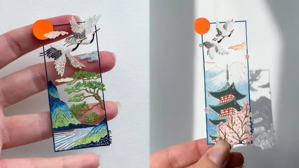 揉合櫻花、富士山等日本風情！英國藝術家 Georgia Low 以細膩手法創作迷你紙雕畫作