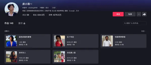 抖音博主「皮小浪」