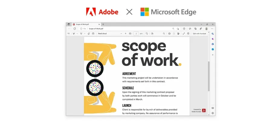 微軟、Adobe宣布在Edge整合PDF，不用跳轉程式就能用！功能有哪些差異？