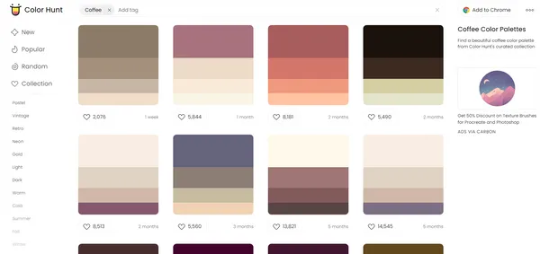 6 個簡報配色網站推薦：Color Hunt.png