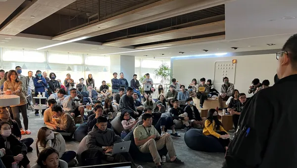 圖二：鈦坦科技舉辦全員大會Town Hall Meeting，讓管理階層把願景跟目標清楚傳達給員工。