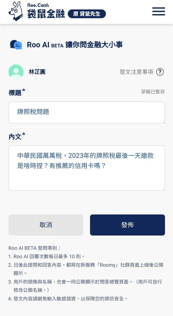 袋鼠金融Roo AI使用介面