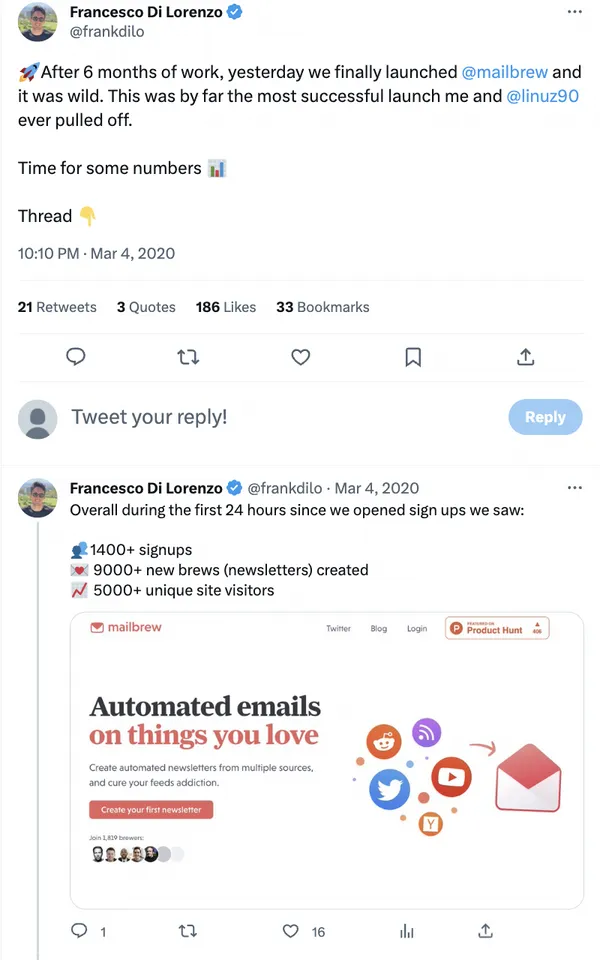 Mailbrew Francesco的twitter thread