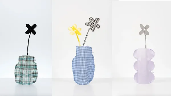 服飾工廠裡的廢織品化身花瓶與花朵！日本 HERBBY Studio 以永續設計巧思，營造清新2D感的桌上風景