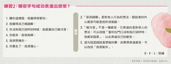 練習2：哪些字句成功表達出感受？