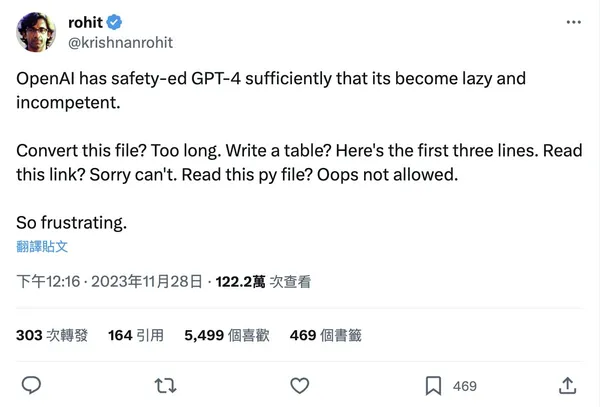 AI工程師克里希南（Rohit Krishnan）GPT-4偷懶.jpeg
