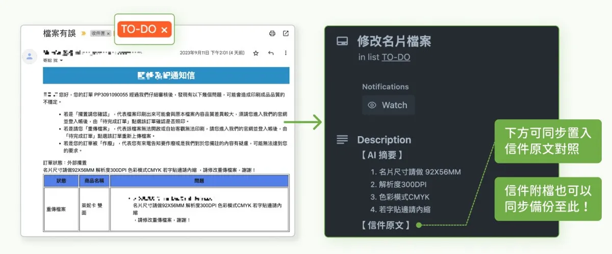 電子郵件轉為待辦事項