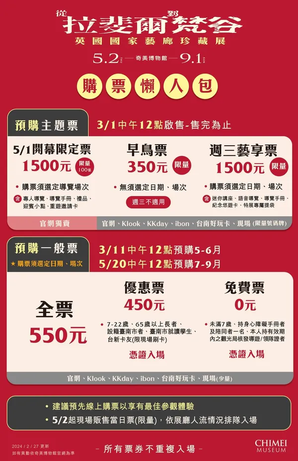 《從拉斐爾到梵谷：英國國家藝廊珍藏展》購票懶人包