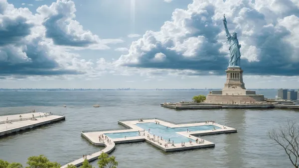 在曼哈頓天際線旁游泳！紐約漂浮泳池「+POOL」2025 落成，創新設計兼顧環保與休閒
