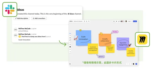 將 Slack 訊息，自動建立成 Miro 卡片情境示意