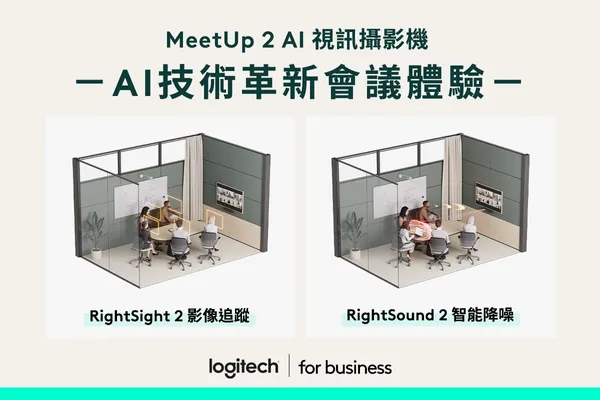 【圖二】MeetUp 2 結合 AI 影像追蹤 (RightSight 2 )、AI 智能降噪 (R