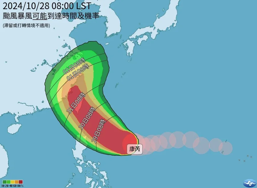 康芮颱風來了！最快周三發陸警「侵台機率逾80%」，何時風雨最大？預測路徑一次看