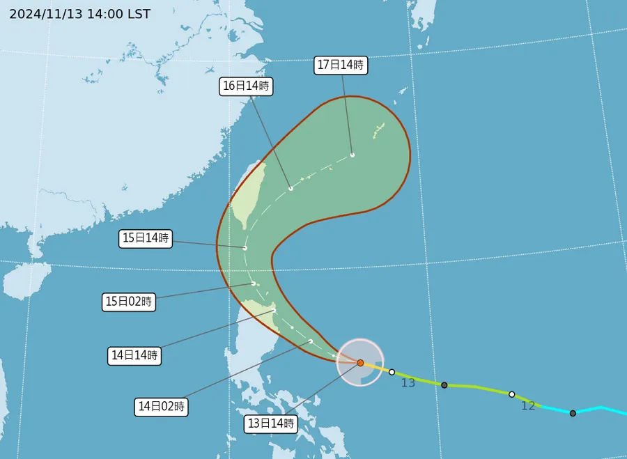 中颱天兔逼近台灣！最快明晚陸警「豪雨掃3縣市」：未來路徑一次看