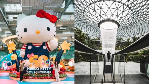 新加坡樟宜機場變身三麗鷗夢幻世界！Hello Kitty 50 週年特展帶來 8 米巨型裝置、限定商品搶先看