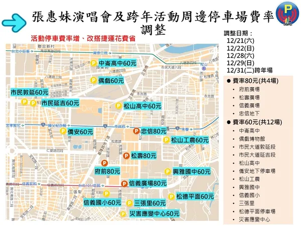 臺北最High新年城-2025跨年晚會」停車管制措施