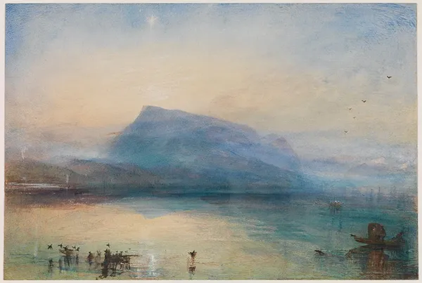 藍色瑞吉山之日出（The Blue Rigi, Sunrise），1842，約瑟夫．馬洛德．威廉．透