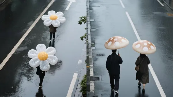 雨天裡行走的雛菊傘、蘑菇傘！台灣創作者以 AI 生成引發熱議，即將化為實體商品？