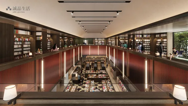 圖2_誠品生活台南│挑高10米雙層書店閱讀殿堂優雅壯闊，沉穩木質調設計，展現誠品經典場所精神。（圖為