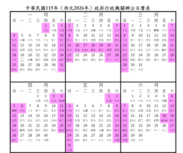  2026年行事曆：過年放幾天？有幾個連假？要補班嗎？
