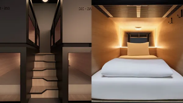 全球最大膠囊旅館在倫敦！近千個睡眠艙進駐歷史建築「英王閣」，在市中心打造極簡旅宿
