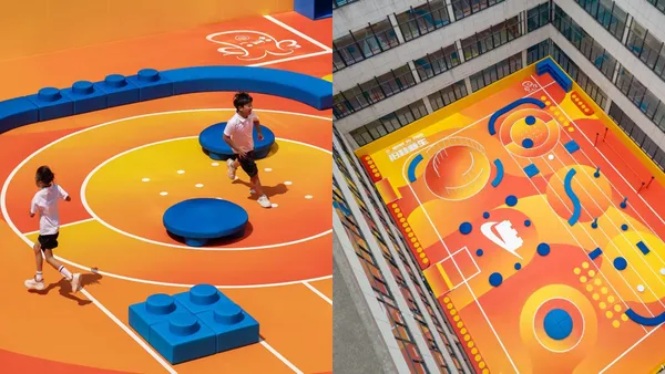上海小學操場變身樂高運動場！Nike × LEGO 以 2×3 樂高積木為靈感打造模組化創意操場