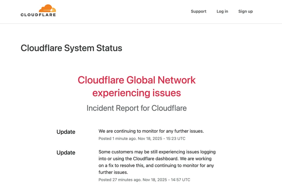 Cloudflare大當機！ChatGPT、Canva都受影響，官方怎麼說？修復程度到哪了？