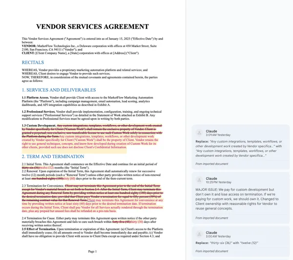 Contract redlining and negotiation