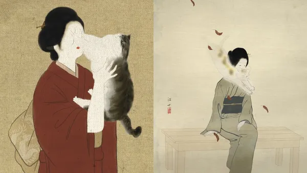 被踩踏、被抓傷才是貓奴日常！日本插畫家 Poshichi 融合古風與幽默視角，描繪貓生百態