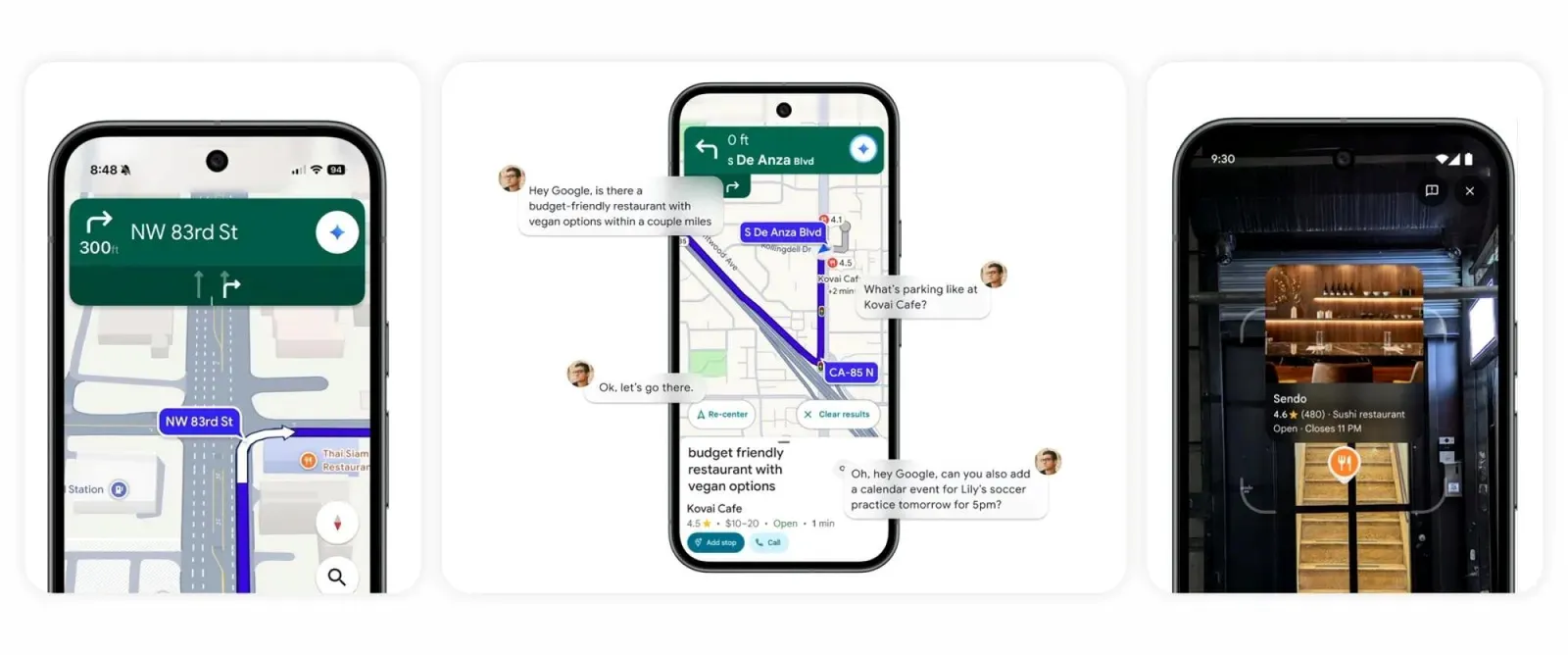 Google 地圖整合 Gemini AI！推對話式導航，用「說的」就能導航、找餐廳、回報路況