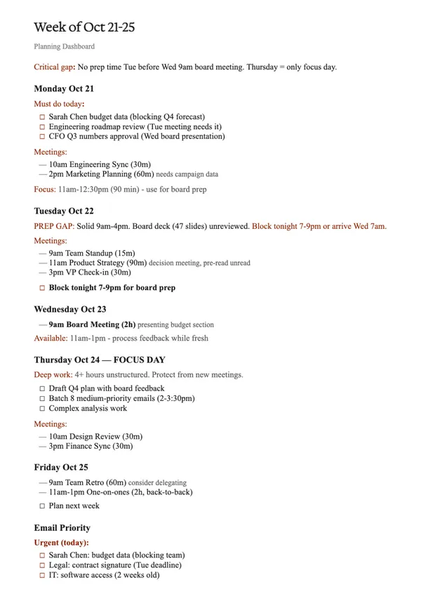 Quickly prep for your week