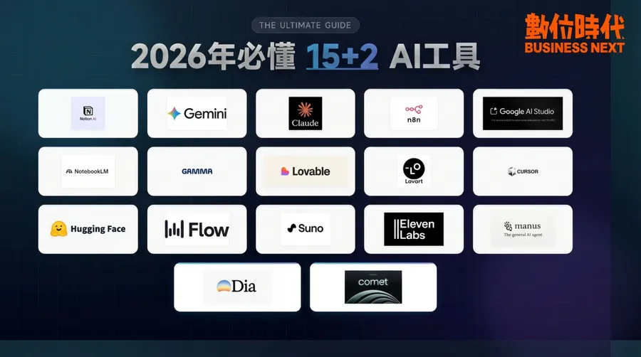 2026年必懂 15+2 AI工具｜Dia、Gemini、Manus⋯入列：資訊、知識、產出一次全搞定