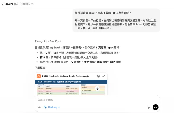 #2 GPT5.2生成旅遊規劃