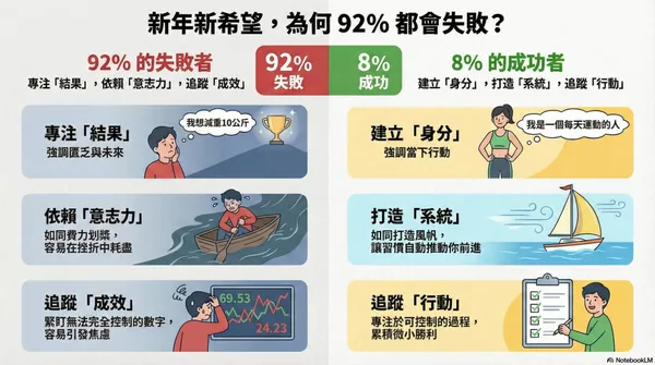  92% 新年計畫只是「精緻拖延」！贏家不靠意志力，而是先建立「身分認同」