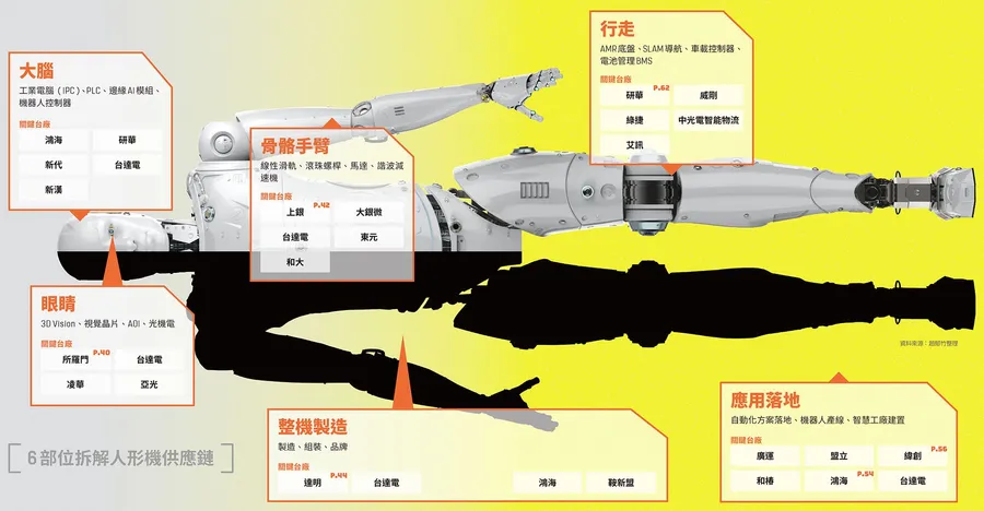 圖解｜人形機器人關鍵台廠出列！從腦到腳6部位拆解，「全身」智造財賺起來