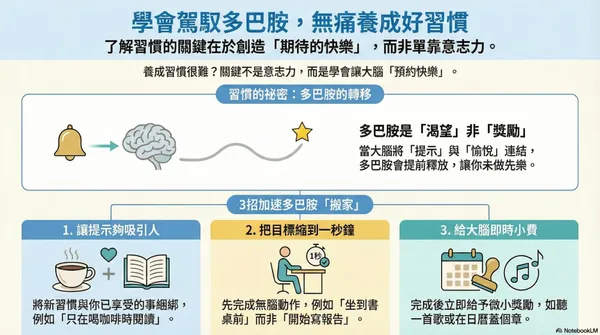  養成好習慣不需要吃苦！學會「誘騙」多巴胺，讓大腦學會預支快樂、愛上練習