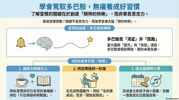  養成好習慣不需要吃苦！學會「誘騙」多巴胺，讓大腦學會預支快樂、愛上練習