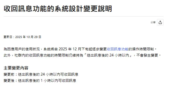 LINE 收回訊息